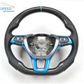 Hot selling Flat Bottom Racing Car Carbon Fiber Steering Wheel For Golf7 with blue cover