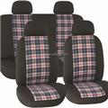 HY-L3010 Plaid Seat Covers for Cars-Front Low Back Buckets, Rear Split Bench