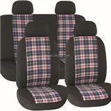 HY-L3010 Plaid Seat Covers for Cars-Front Low Back Buckets, Rear Split Bench