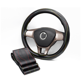 wholesale fashion custom colorful hand-stitching car braid steering wheel cover with needle and thread genuine leather case