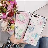 Anti-shock black leather edge TPU flower drawing phone case for iPhone 6/7/8/X/XR/XS max
