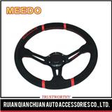 UNIVERSAL RACING DRIFTING DRIFT 350MM BLACK/RED STITCH JDM STEERING WHEEL