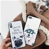 Anti-shock black leather edge TPU funny Husky dog phone case for iPhone 6/7/8/X/XR/XS Max