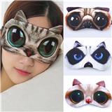 3D Cute Cat Dog Sleep Mask Eye Mask Cover Shade Soft Sleeping Eye Patch Women Men Soft Portable Blindfold Travel Eyepatch