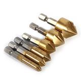 6pcs HSS Chamfer Countersink Chamfer Drill Bit 1/4" Hex Shank 90 Degree Wood Chamfering Cutter 6mm-19mm