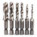 6Pcs HSS High Speed Steel Drill Bits Set 1/4" Hex Shank Metric Screw Thread Tap Taper Twist Drill Bit M3 M4 M5 M6 M8 M10 HOT