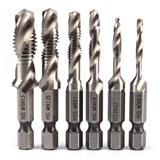 6Pcs HSS High Speed Steel Drill Bits Set 1/4" Hex Shank Metric Screw Thread Tap Taper Twist Drill Bit M3 M4 M5 M6 M8 M10 HOT
