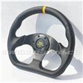 Flat Bottom Yellow Stripe Rivet Leather Car Steering Wheel