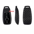 Black Soft Carbon fiber Look Car Key Cover Case FOB Protection Fit For Mercedes Benz E Class