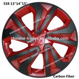 Genius carbon fiber 13"14" 15" PP/ABS Red and Black Car Wheel Center Hubcaps for universal