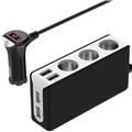 3-Socket Cigarette Lighter Splitter 4-Port USB Car Charger 120W 12V/24V DC Outlet Power Adapter