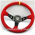 14 Inch Red Suede Deep Dish Car Steering Wheels
