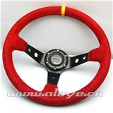 14 Inch Red Suede Deep Dish Car Steering Wheels
