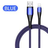 2.4A Fast charge braided data cable for iPhone/micro USB/Type-C with LED indicator light on plug