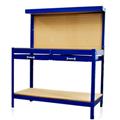 Heavy duty adjustable workbench with half or full depth lower shelf