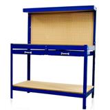 Heavy duty adjustable workbench with half or full depth lower shelf