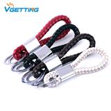 Fashion Braided Leather Key Chain 3D Car Auto Logo Keychain Key Ring